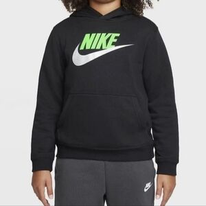 Nike Kids Black and Green Logo Hoodie